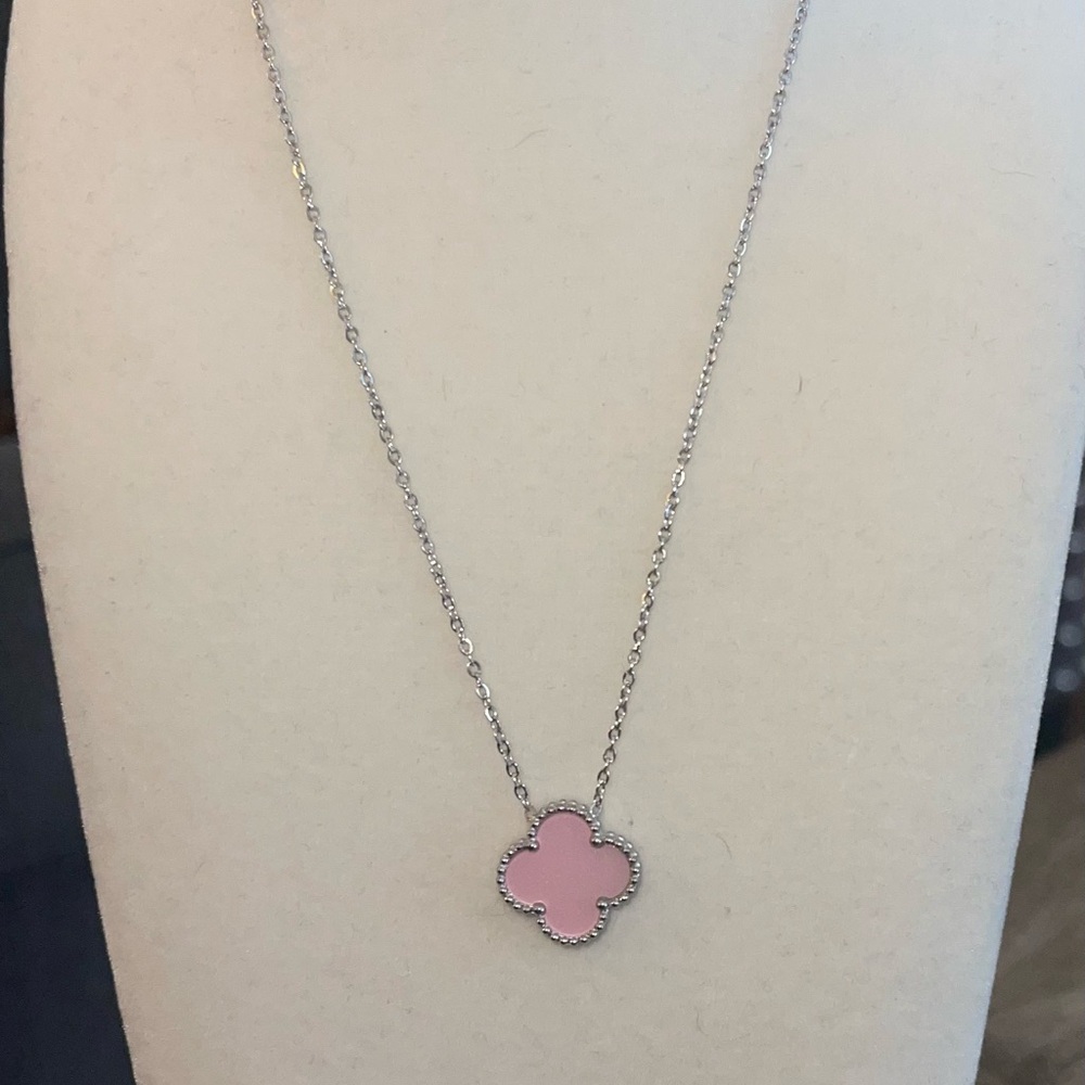 Pink Clover Pendant Necklace
